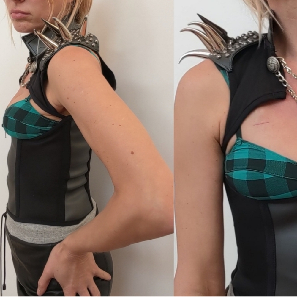 Josie JValentine gothic grunge couture metal spike punk goth corset bustier s